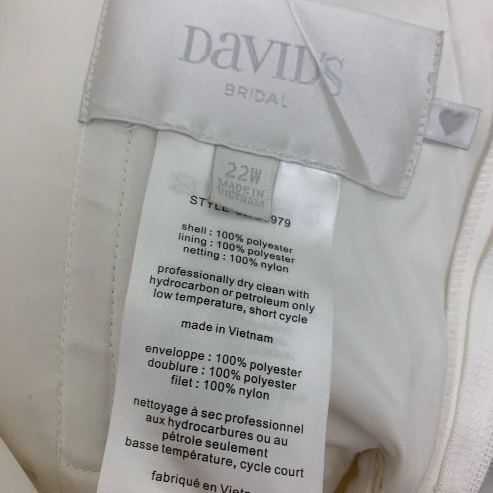David's Bridal Off-Shoulder Cream Gown - Picture 3 of 4